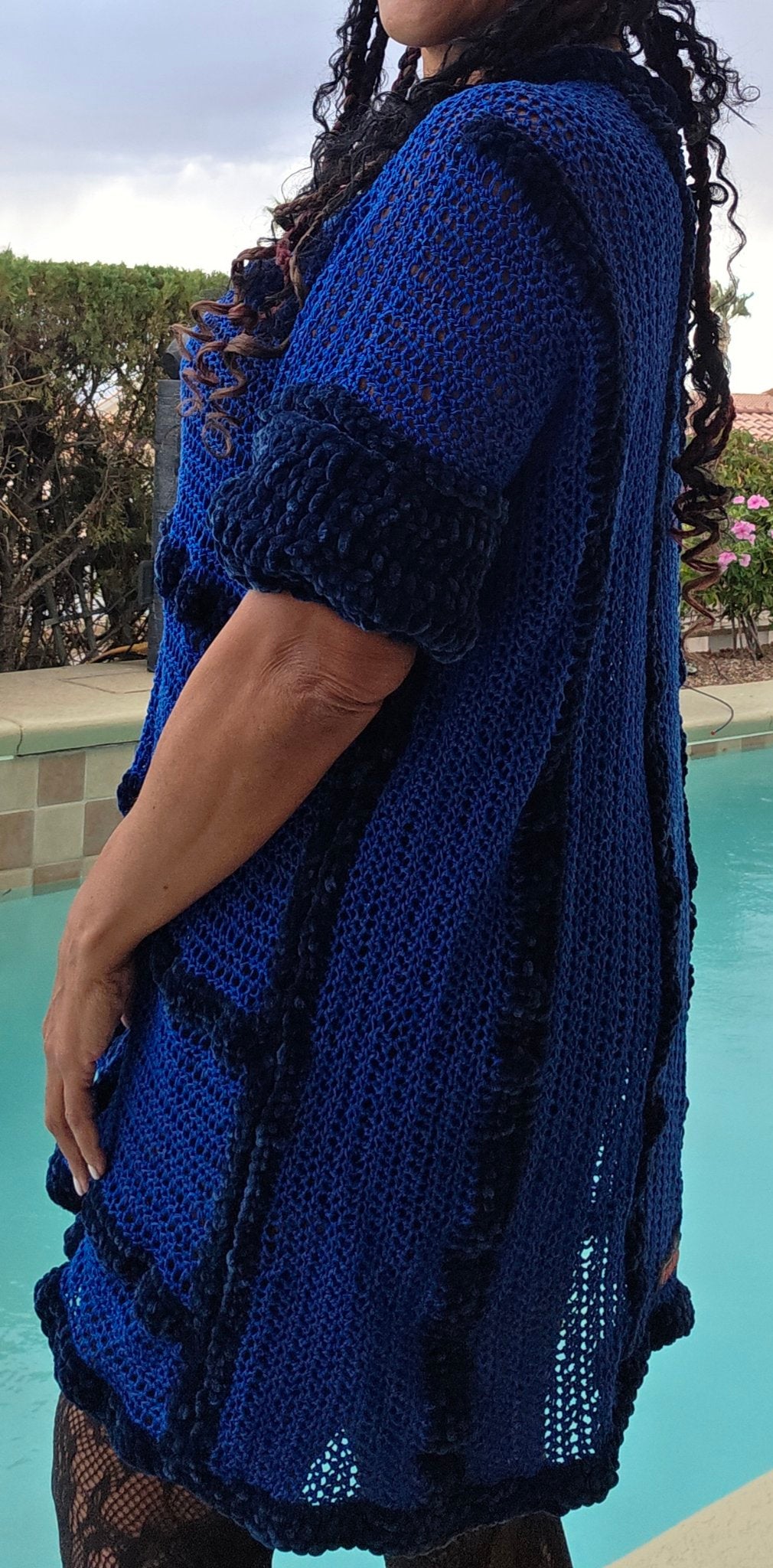 Cobalt Water tunic dress worn by Empress Vida — side view
