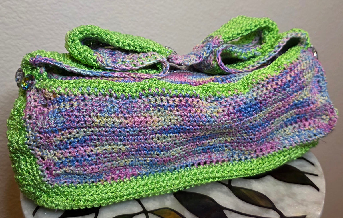 Verde Purse — pastel watercolor panel side view with strap