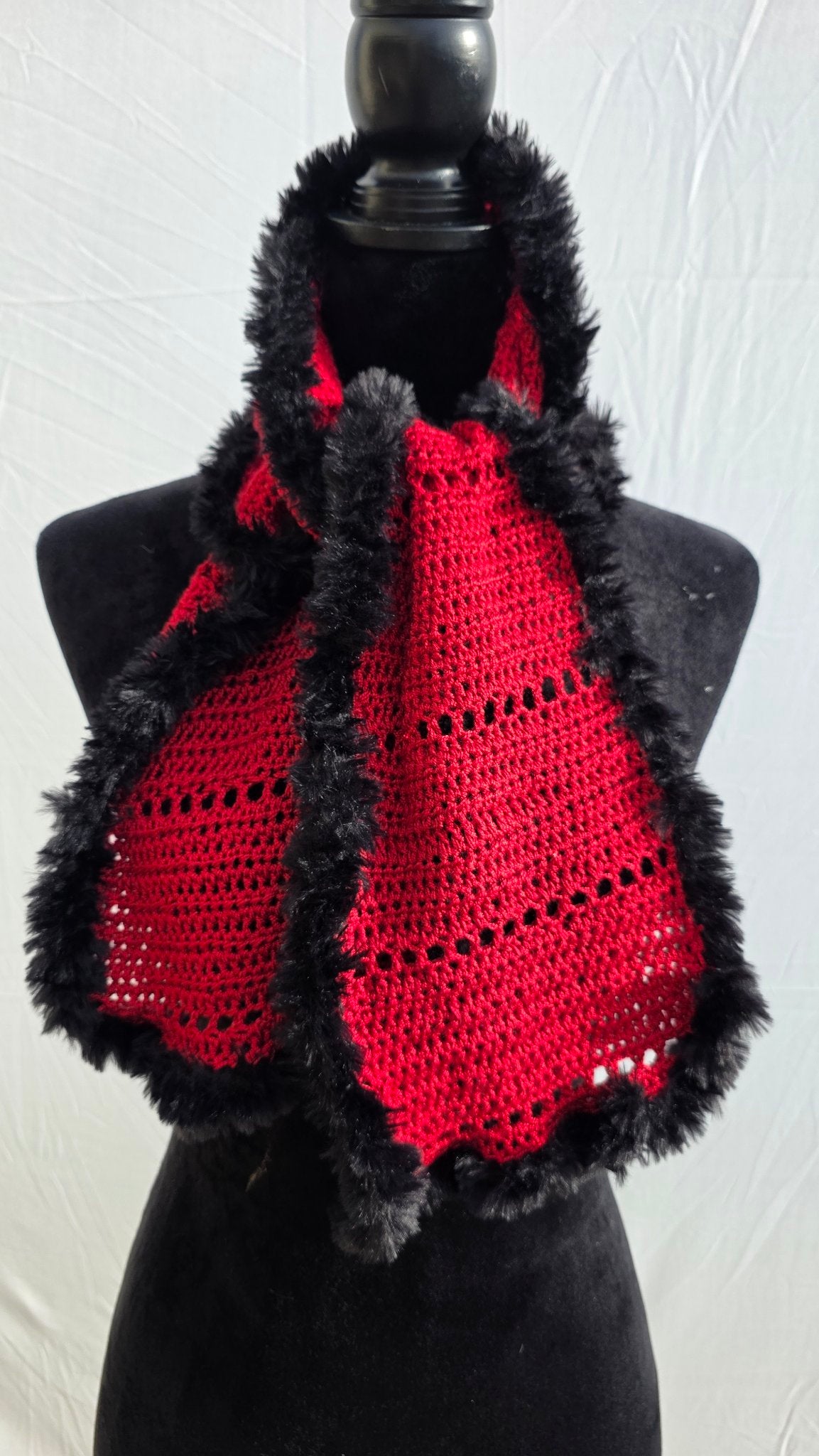 Crimson Noir - Handmade Crochet Wearable Art