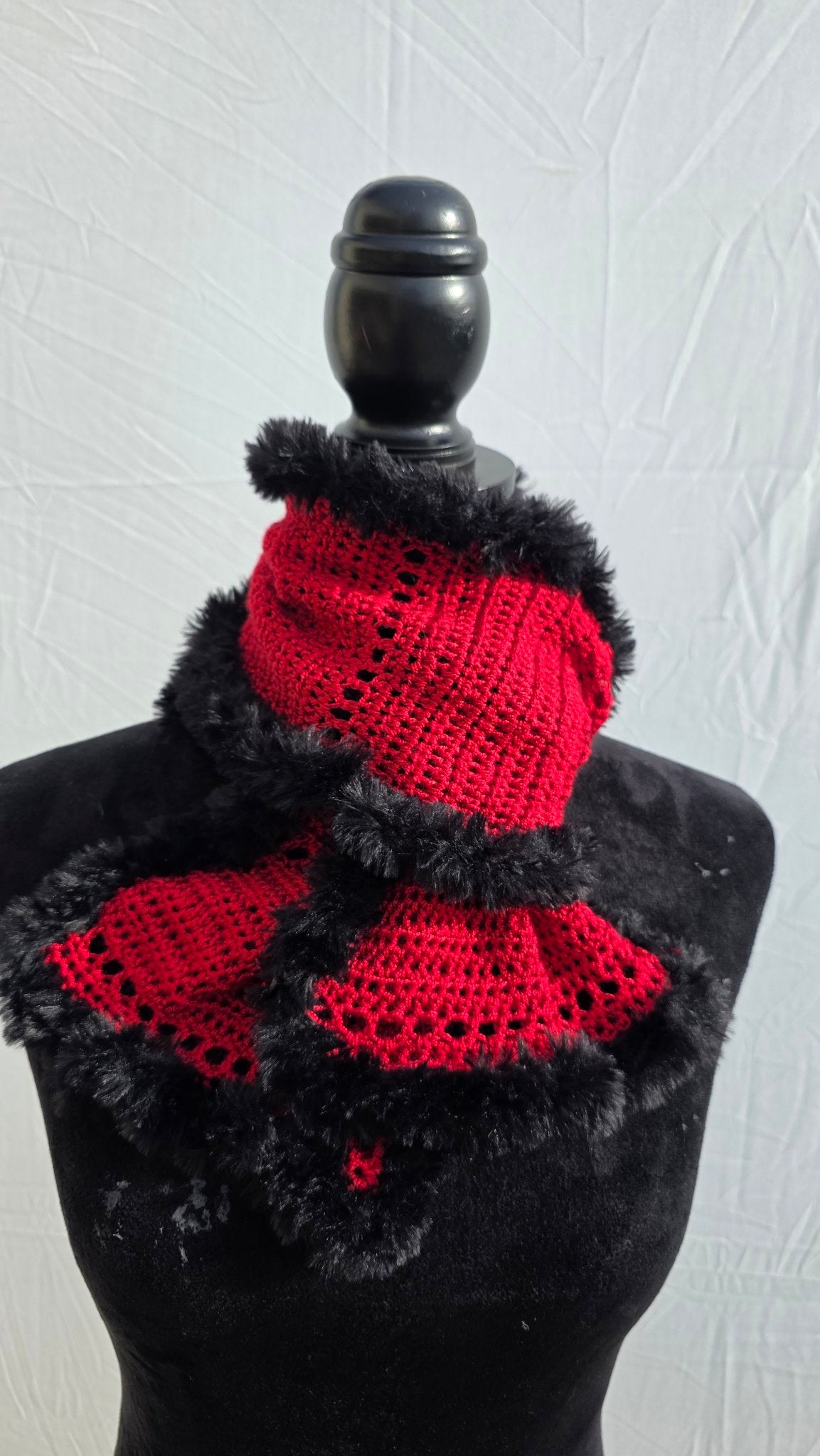 Crimson Noir - Handmade Crochet Wearable Art