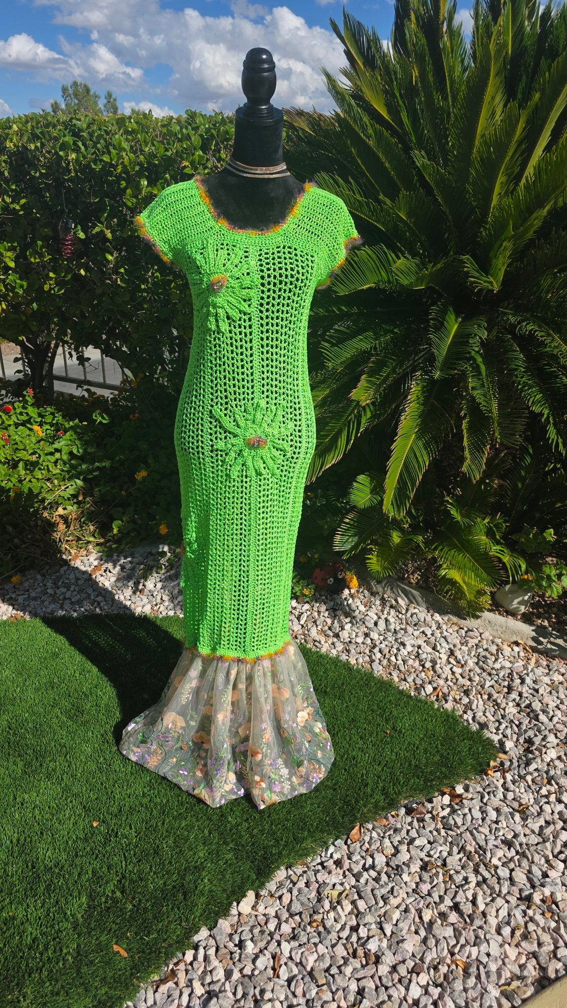 Verde Bloom handmade crochet mermaid gown