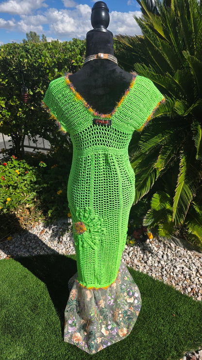Verde Bloom handmade crochet mermaid gown