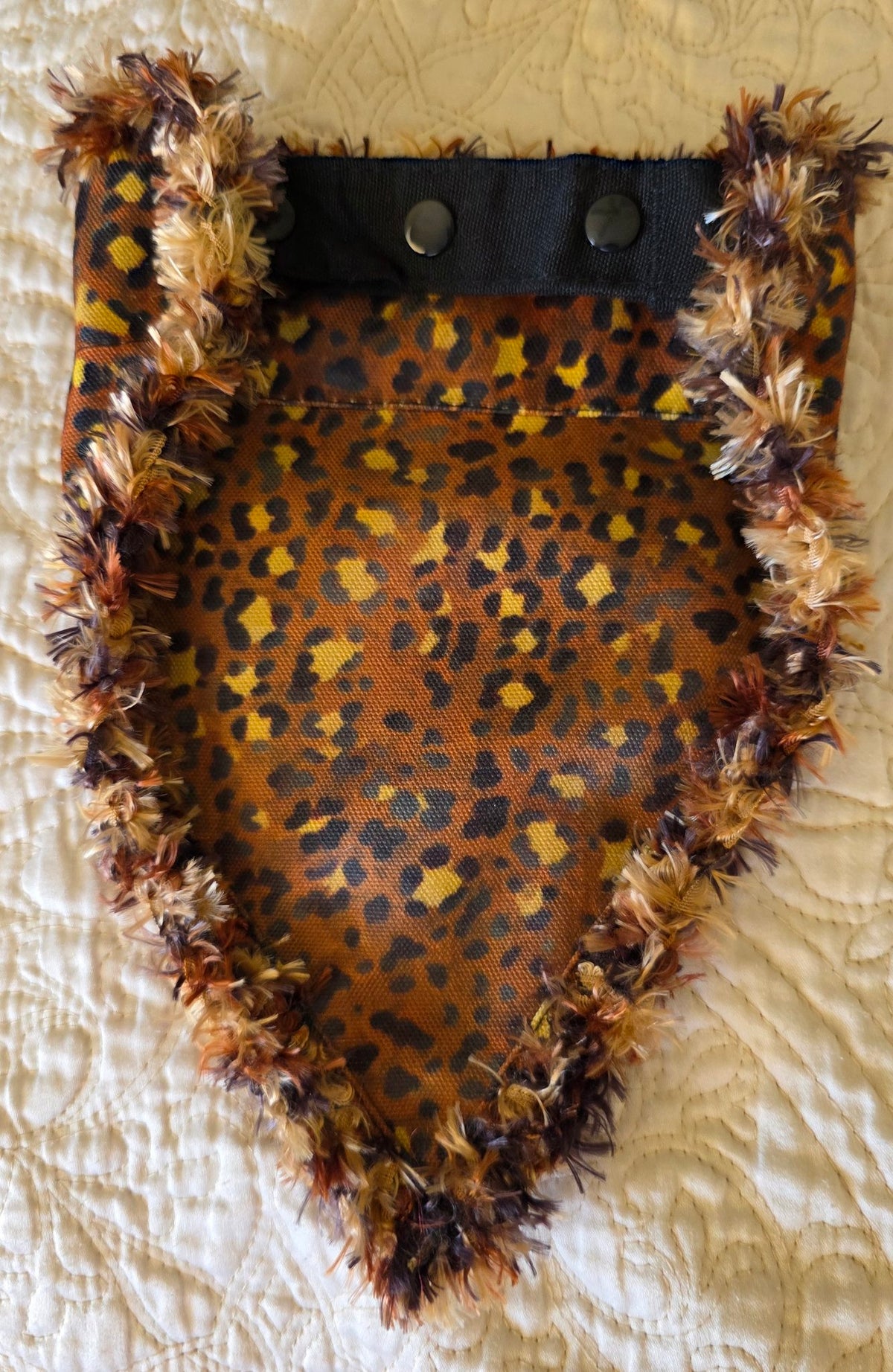 Fluffy NOT FAT Dog Bandana, flat back view showing snap-on collar strap