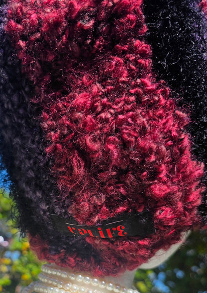 Close-up of the sewn-in UPLIFE label on the Amethyst Queen Hat